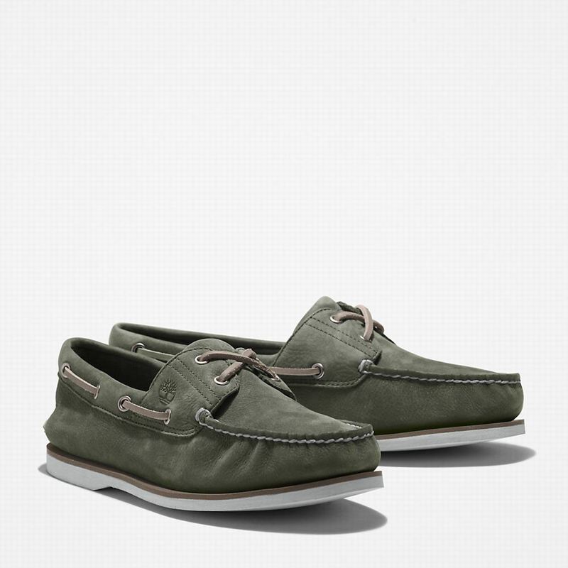 Timberland 2-Eye Classic Boat Shoes Olive | 31264162