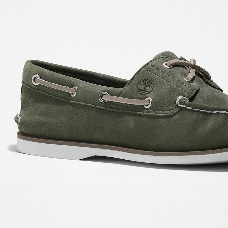 Timberland 2-Eye Classic Boat Shoes Olive | 31264162