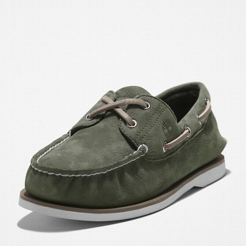 Timberland 2-Eye Classic Boat Shoes Olive | 31264162