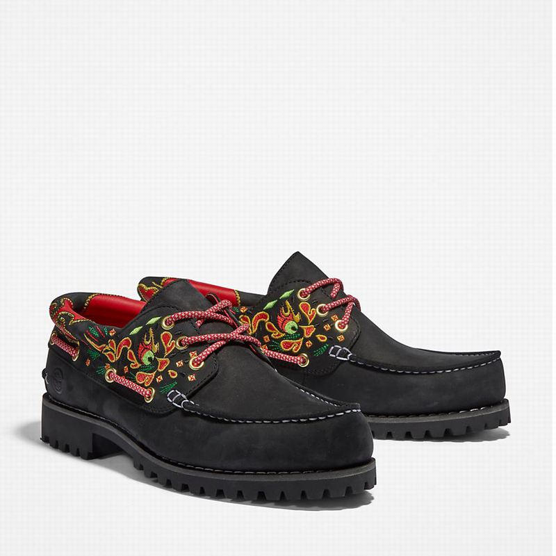 Timberland 3-Eye Boat Shoes Black | 36933237