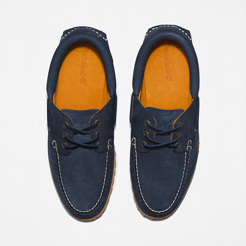 Timberland 3-Eye Lug Handsewn Boat Shoes Navy | 14696584