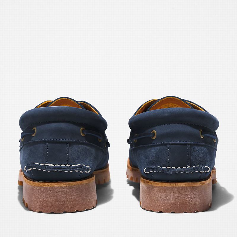 Timberland 3-Eye Lug Handsewn Boat Shoes Navy | 14696584
