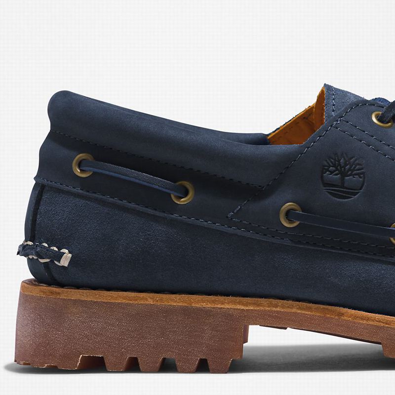 Timberland 3-Eye Lug Handsewn Boat Shoes Navy | 14696584