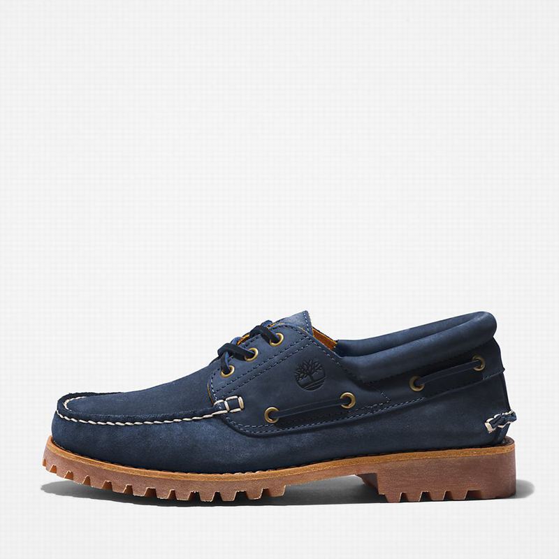 Timberland 3-Eye Lug Handsewn Boat Shoes Navy | 14696584