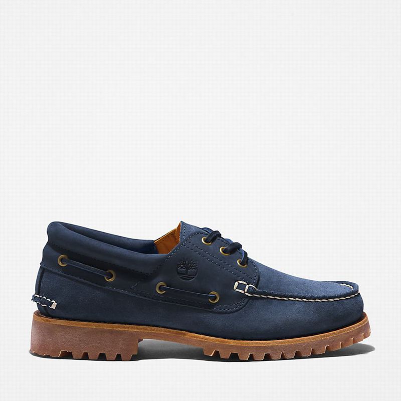 Timberland 3-Eye Lug Handsewn Boat Shoes Navy | 14696584