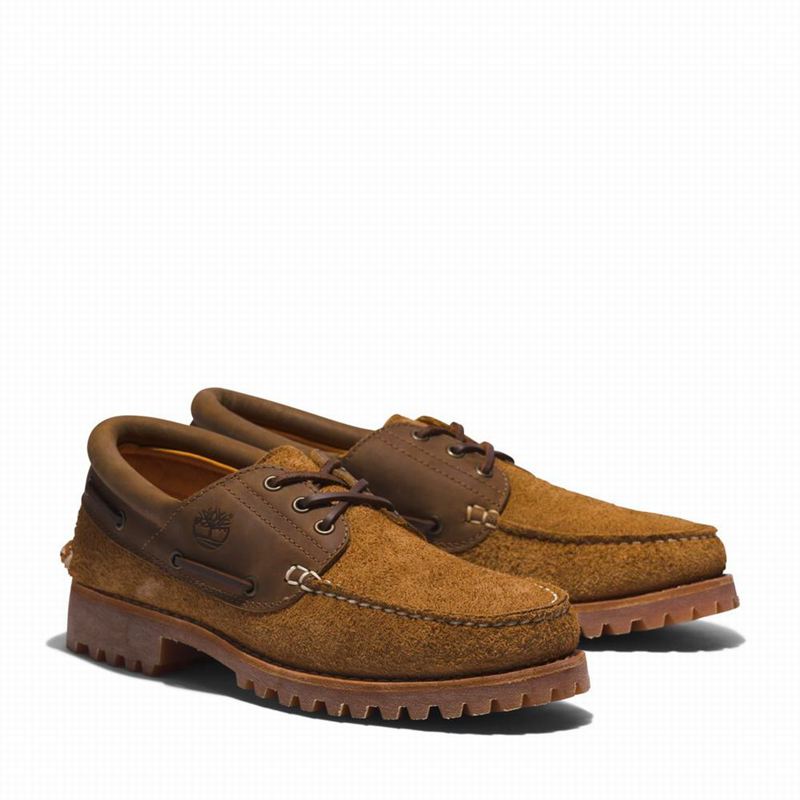 Timberland 3-Eye Lug Handsewn Boat Shoes Brown | 38542581