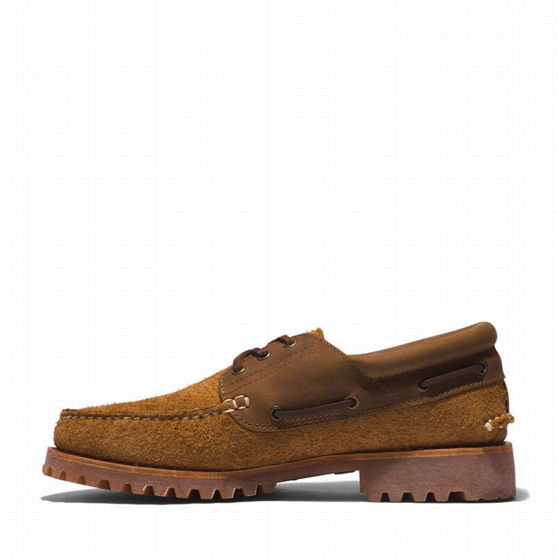 Timberland 3-Eye Lug Handsewn Boat Shoes Brown | 38542581