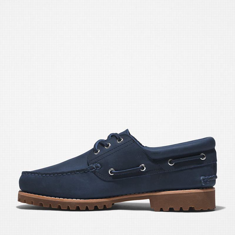 Timberland 3-Eye Lug Handsewn Boat Shoes Navy | 91119268