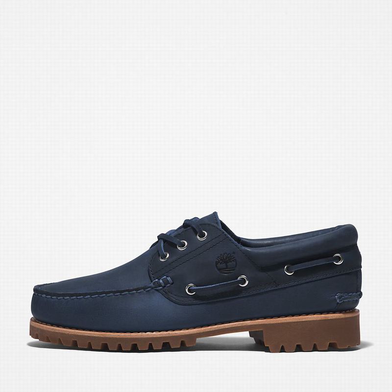 Timberland 3-Eye Lug Handsewn Boat Shoes Navy | 91119268