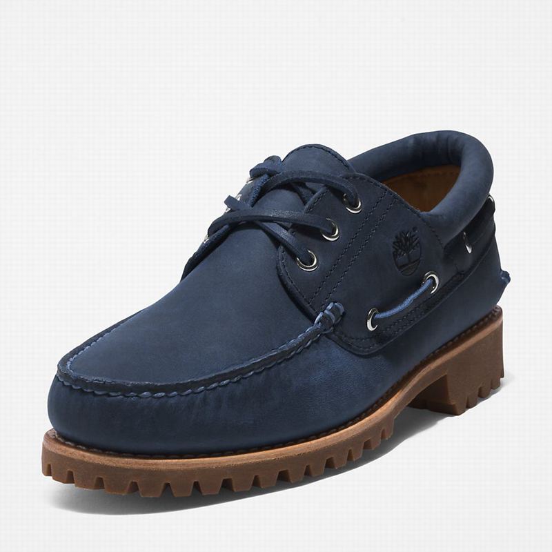 Timberland 3-Eye Lug Handsewn Boat Shoes Navy | 91119268