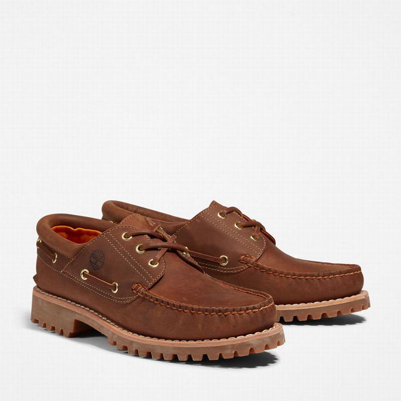 Timberland Authentic 3-Eye Boat Shoes Brown | 15594475