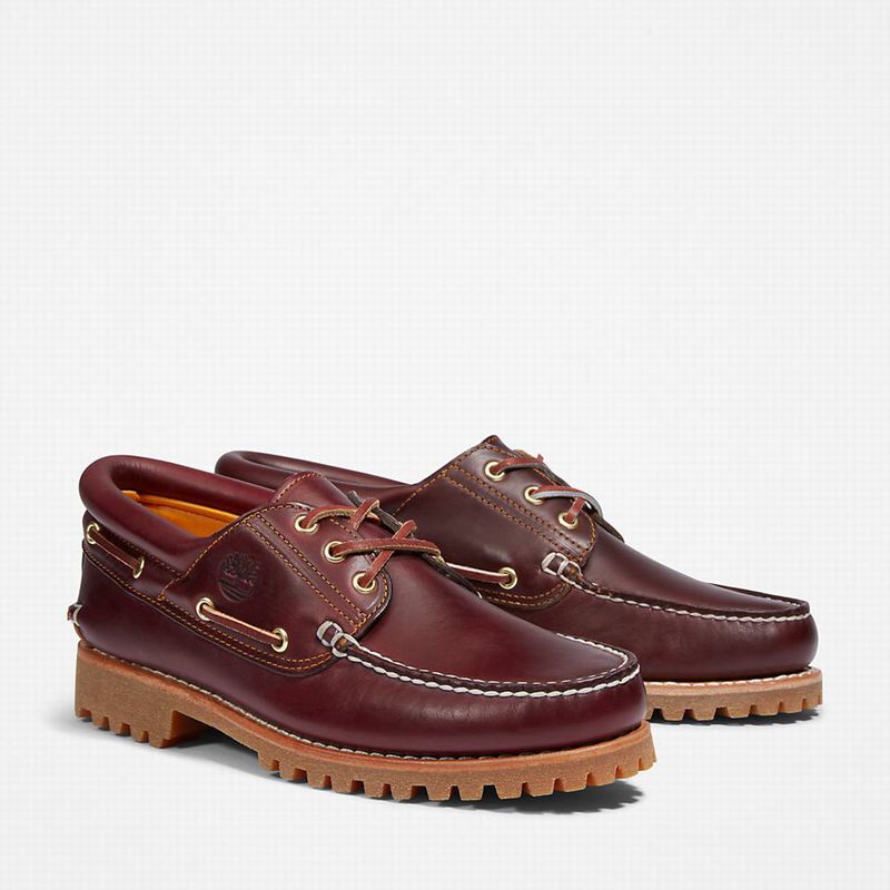 Timberland Authentic 3-Eye Boat Shoes Burgundy | 62919436