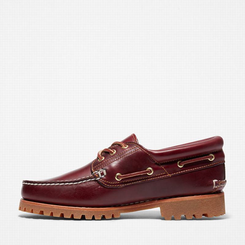 Timberland Authentic 3-Eye Boat Shoes Burgundy | 62919436