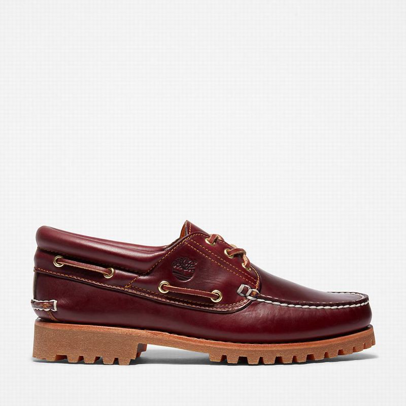 Timberland Authentic 3-Eye Boat Shoes Burgundy | 62919436