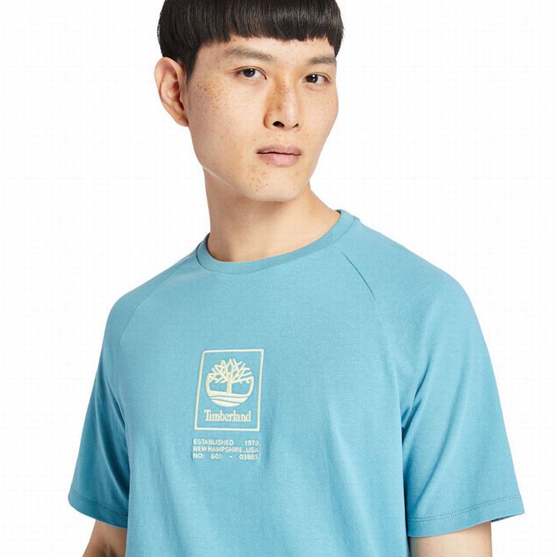 Timberland Dunstan River V-Neck T-Shirts Blue | 7870103