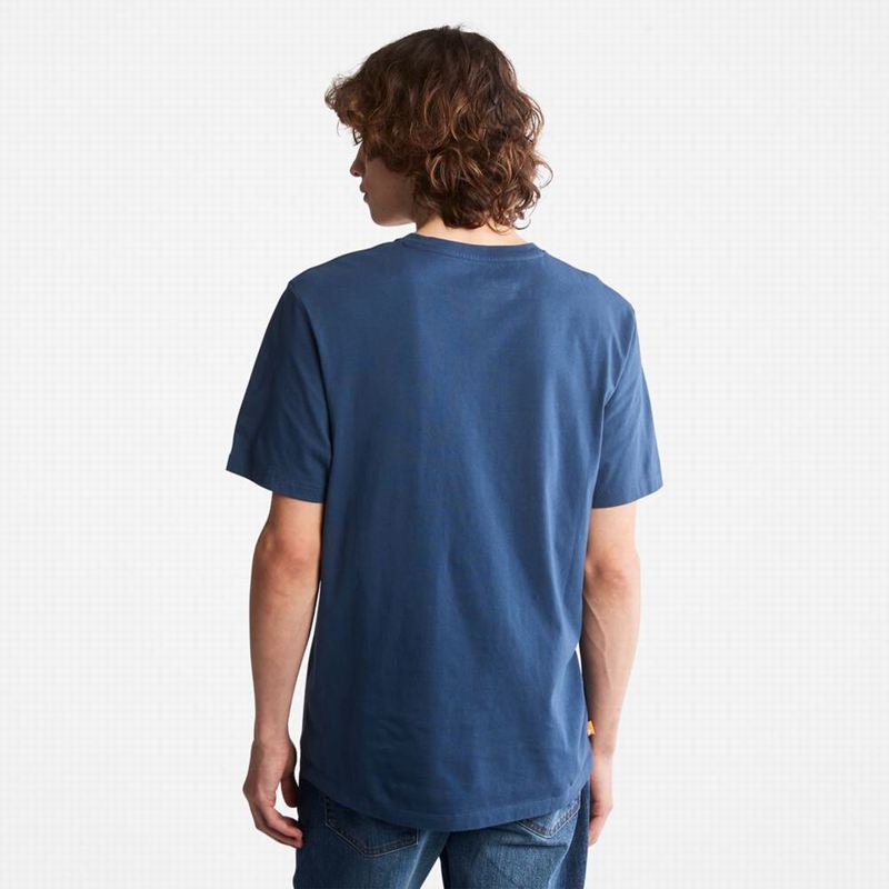 Timberland Heavyweight Front-Graphic T-Shirts Navy | 62660095