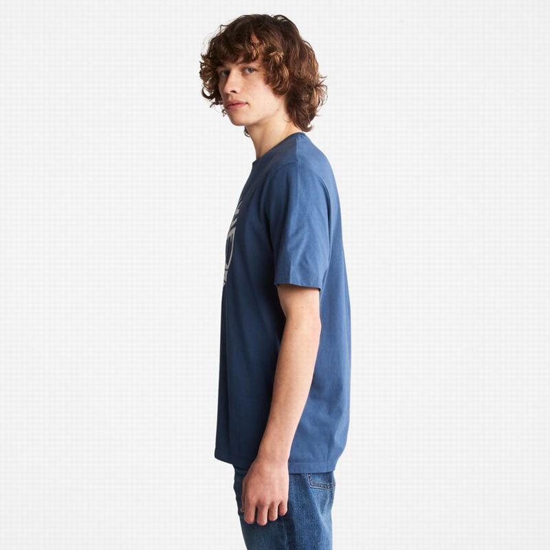 Timberland Heavyweight Front-Graphic T-Shirts Navy | 62660095