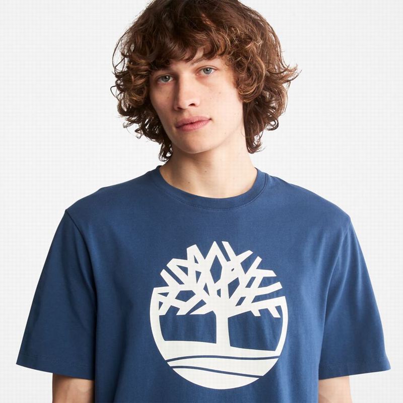Timberland Heavyweight Front-Graphic T-Shirts Navy | 62660095