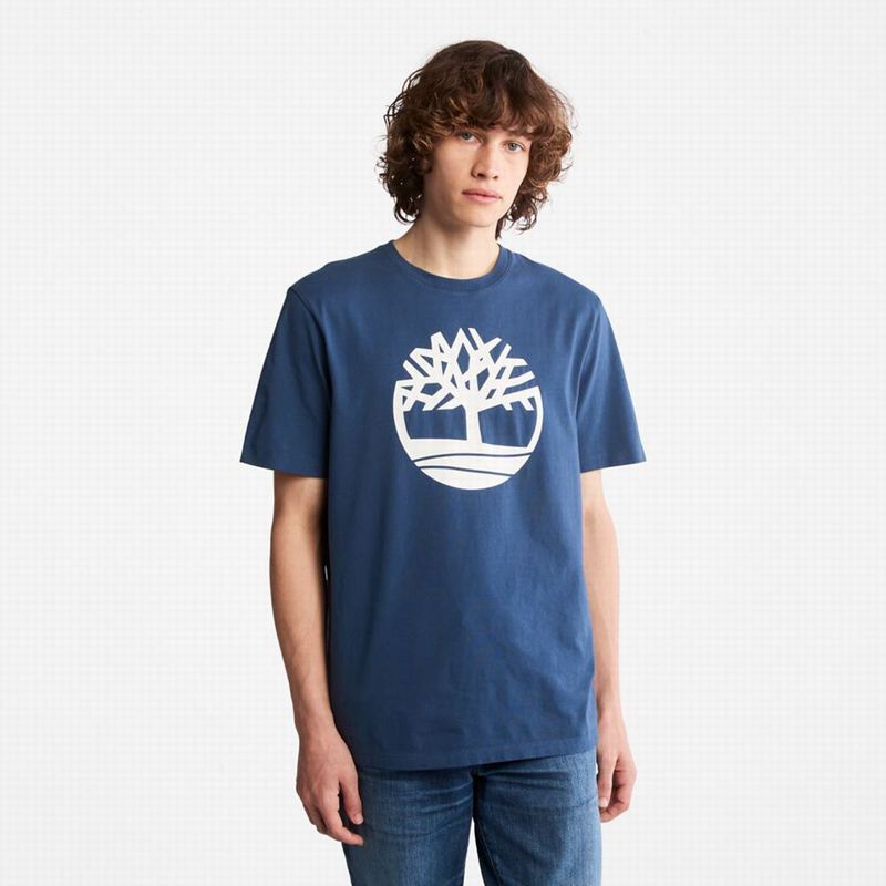 Timberland Heavyweight Front-Graphic T-Shirts Navy | 62660095