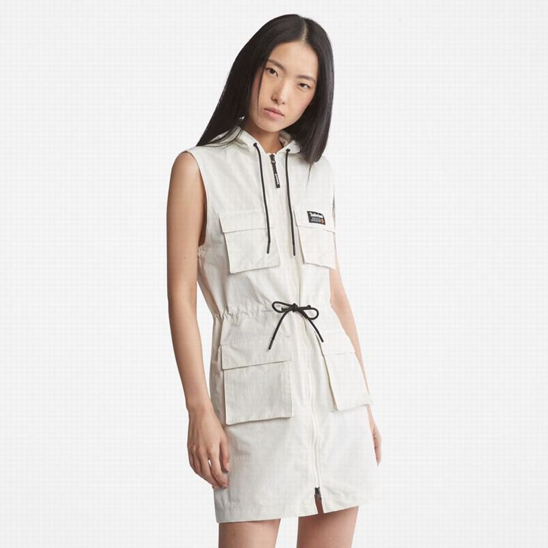 Timberland Progressive Utility Hoodie Dress White | 27938079