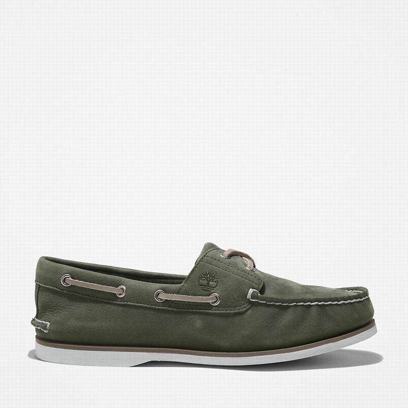 Timberland 2-Eye Classic Boat Shoes Olive | 31264162