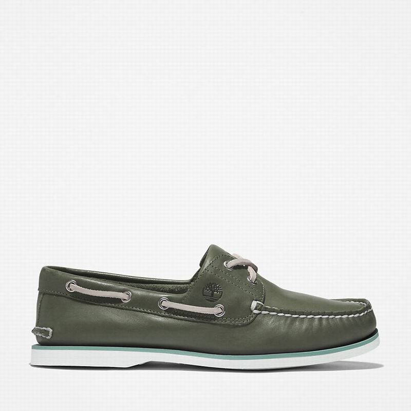 Timberland 2-Eye Classic Boat Shoes Olive | 98025353