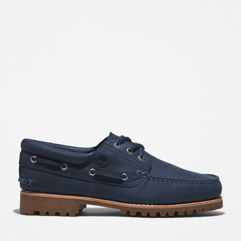 Timberland 3-Eye Lug Handsewn Boat Shoes Navy | 91119268