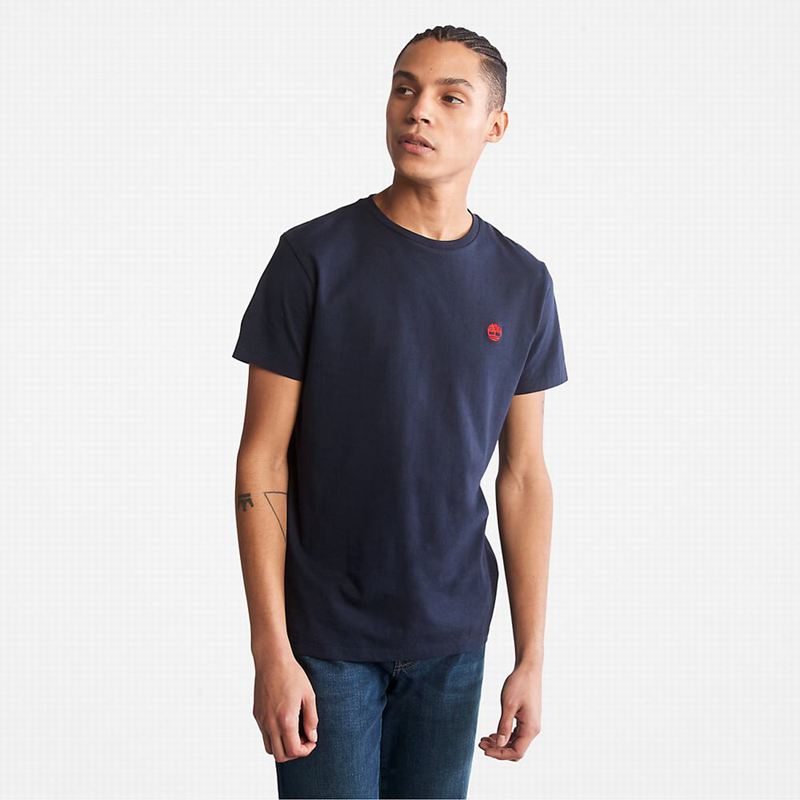 Timberland All Gender Heavyweight Badge T-Shirts Navy | 28347769