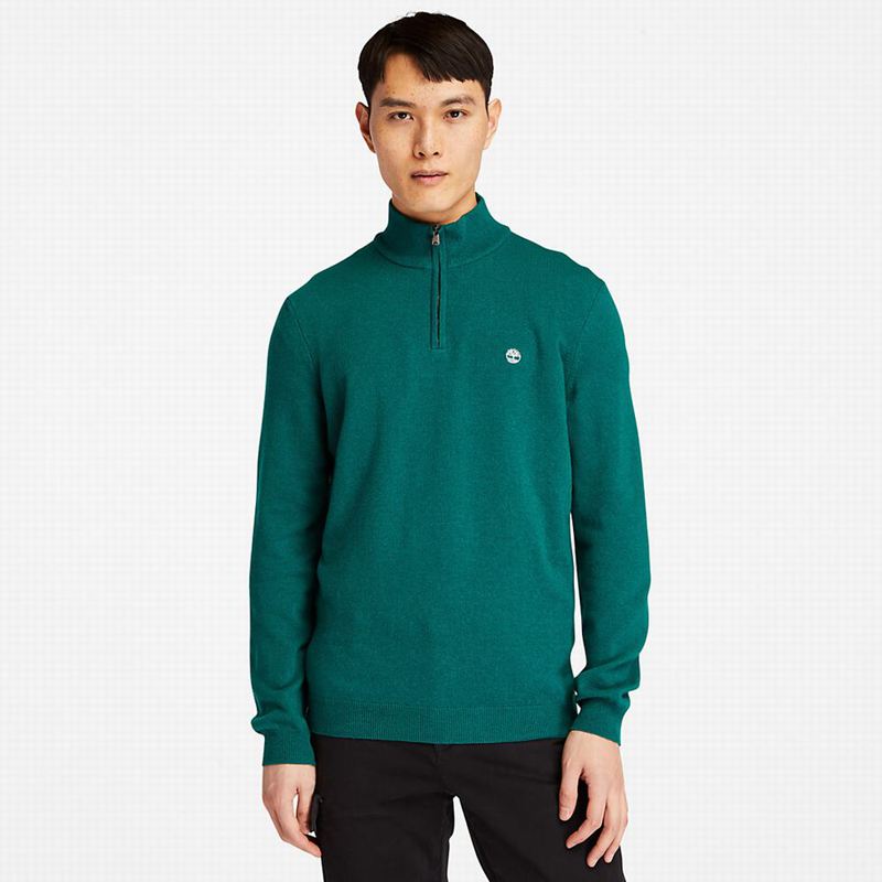 Timberland Cohas Brook Zip-neck Sweaters Turquoise | 94144993