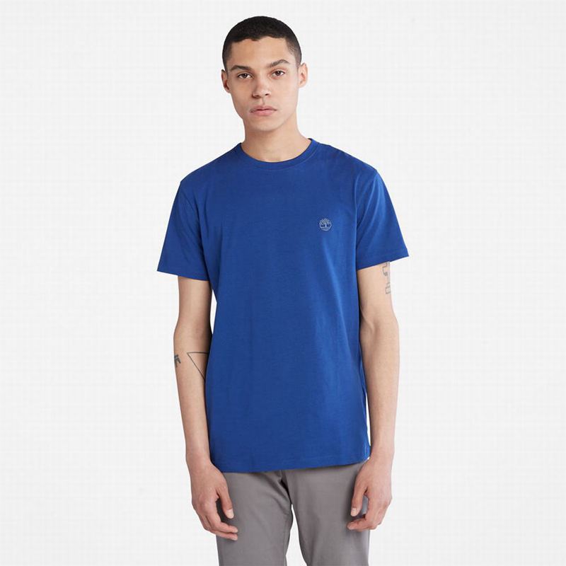 Timberland Cropped Logo T-Shirts Blue | 95181292