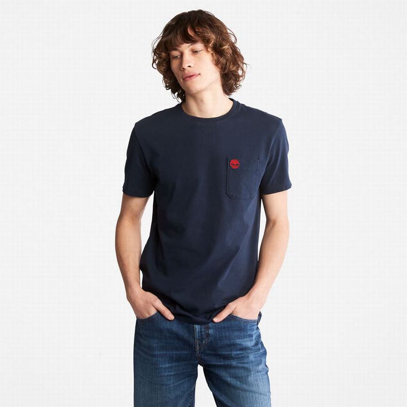 Timberland Cut-and-sew T-Shirts Navy | 31000191