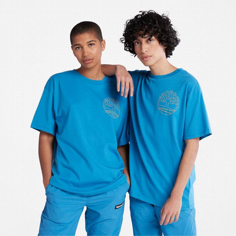 Timberland Dunstan River Crewneck T-Shirts Blue | 86825734
