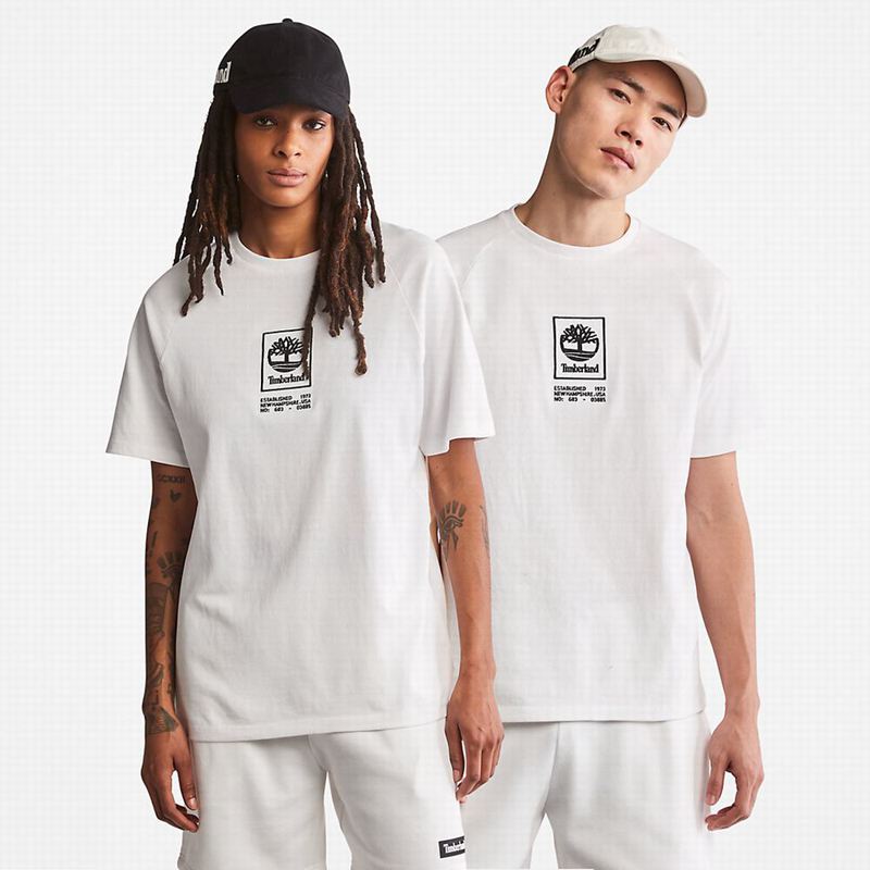 Timberland Dunstan River V-Neck T-Shirts White | 11027584