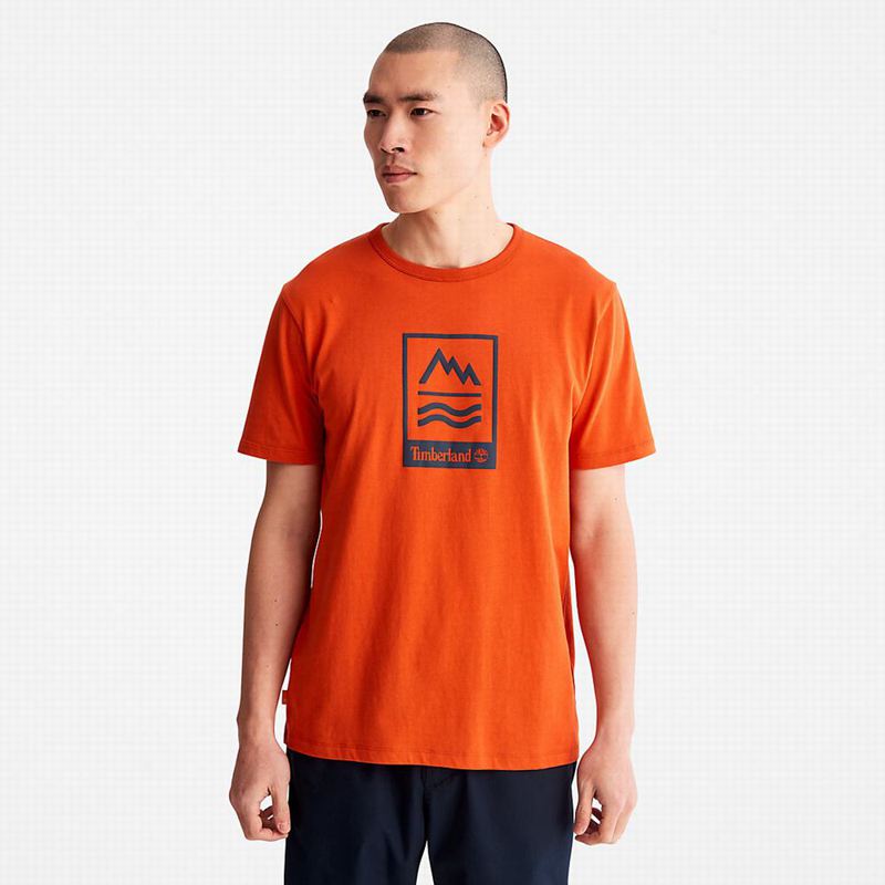 Timberland Logo Slub T-Shirts Orange | 36904946