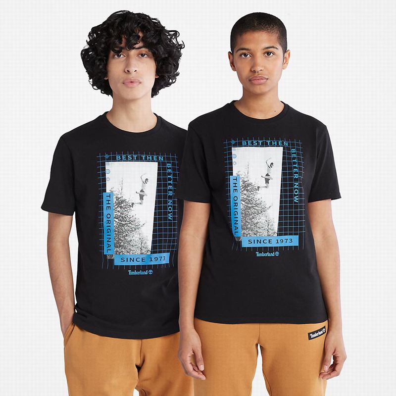 Timberland Logo T-Shirts Black | 47756910