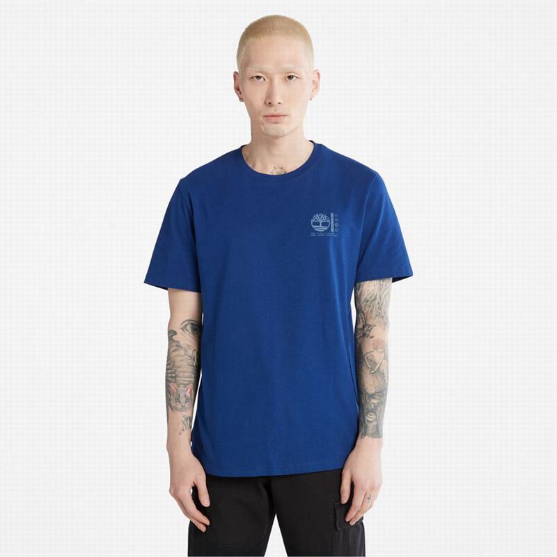 Timberland Outdoor Heritage Stacked-Logo T-Shirts Blue | 77184866