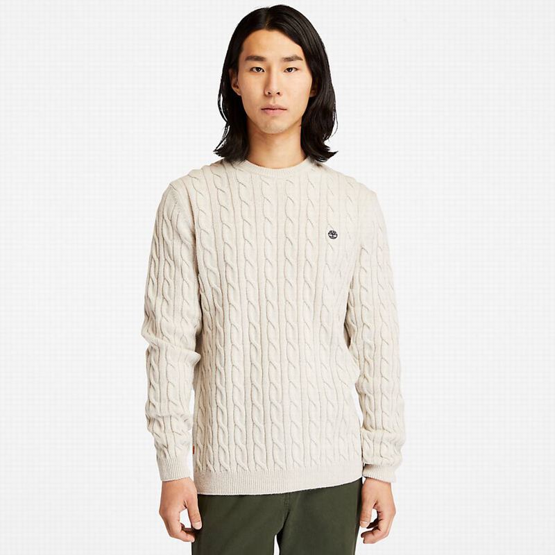 Timberland Phillips Brook Cable-knit Sweaters White | 82788505