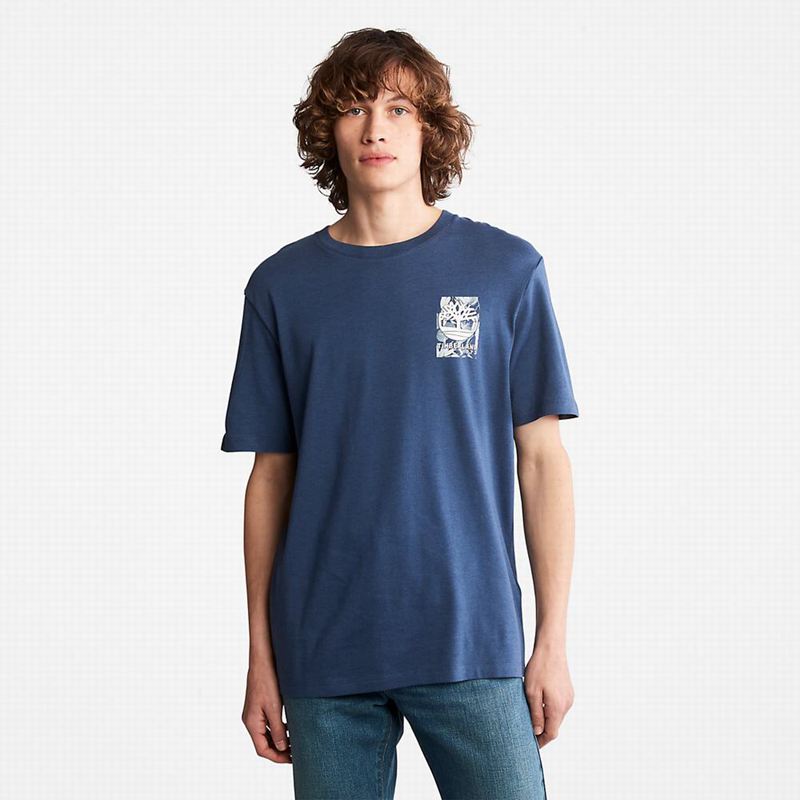 Timberland Re-imagined Logo T-Shirts Blue | 26390542