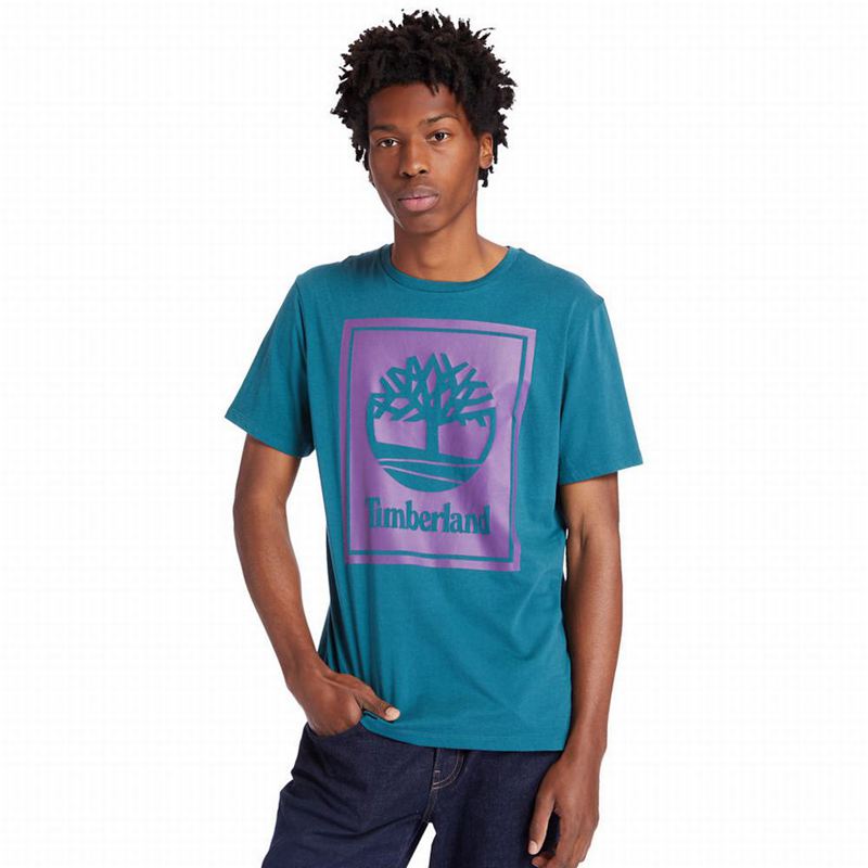 Timberland Stack Logo T-Shirts Turquoise | 89742744