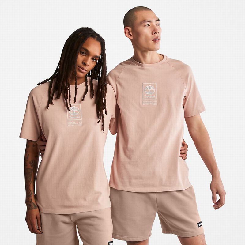 Timberland Stacked Logo T-Shirts Pink | 48475865